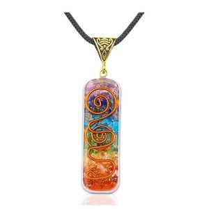 7 Chakra Necklace Hand Made Healing Orgone Pendant Crystal Necklace